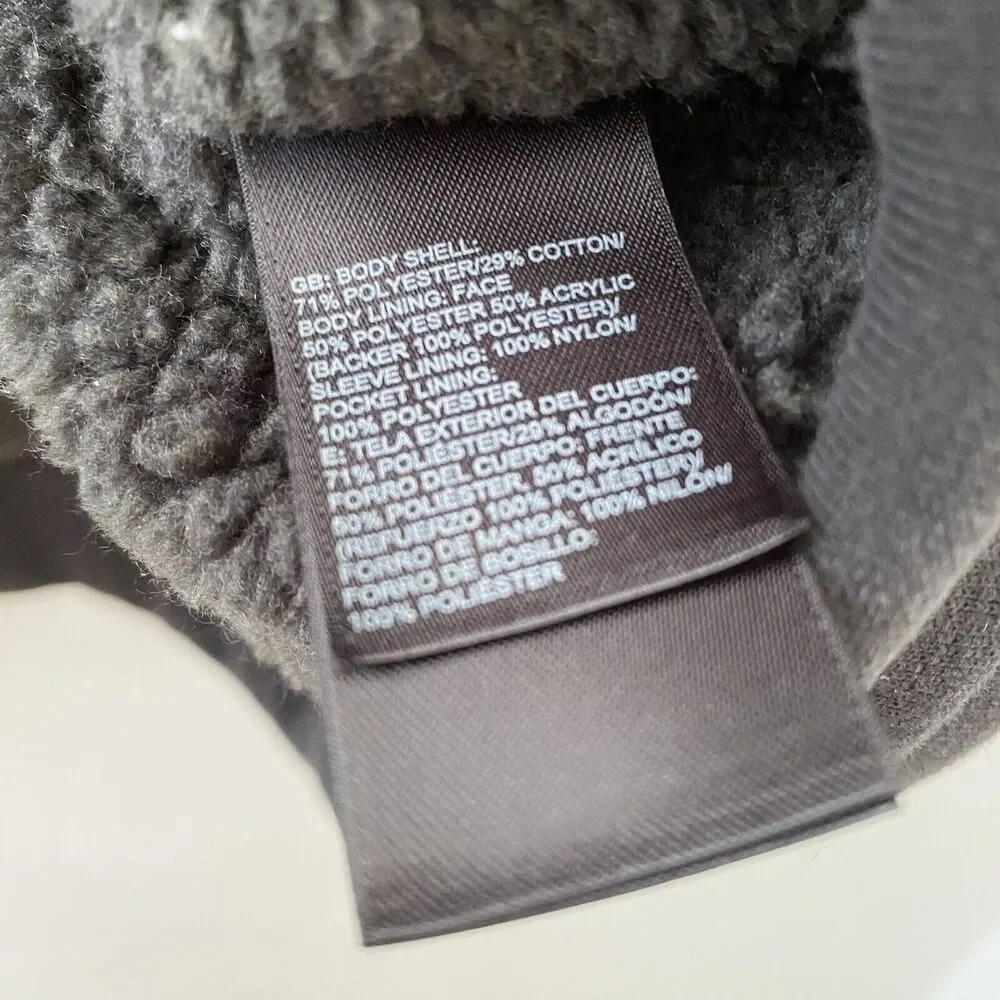 North Face Sherpa Lined Jacket Men's Large Cotton Blend Dark Gray‎ Heavy Zipper